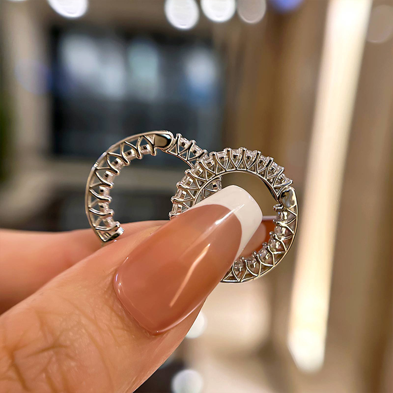 Women's Classic Round Cut Hoop Earrings In Sterling Silver-Sterling Silver-lornajewelry