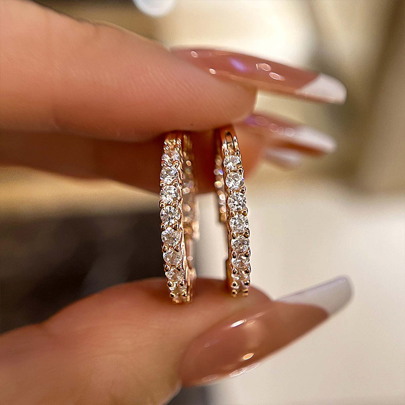 Women's Classic Round Cut Hoop Earrings In Sterling Silver-Sterling Silver-lornajewelry