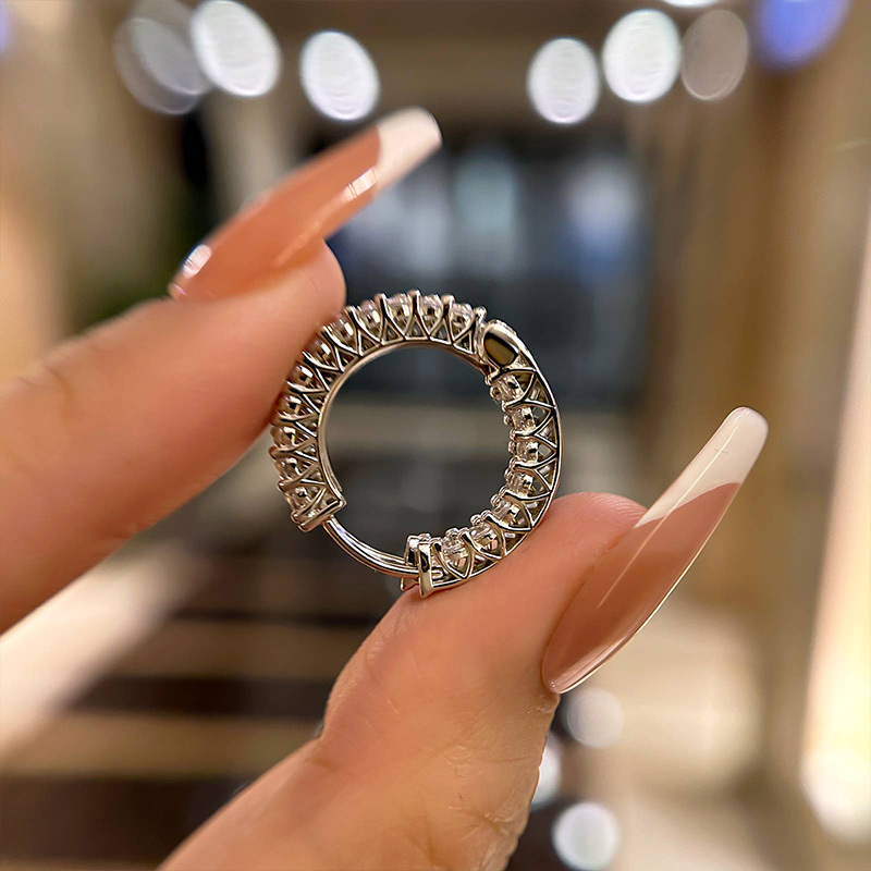 Women's Classic Round Cut Hoop Earrings In Sterling Silver-Sterling Silver-lornajewelry