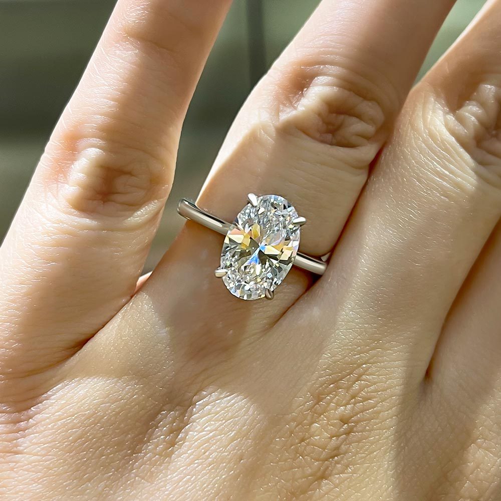 3.5Ct Classic Oval Cut  Engagement Ring In Sterling Silver-Sterling Silver-lornajewelry