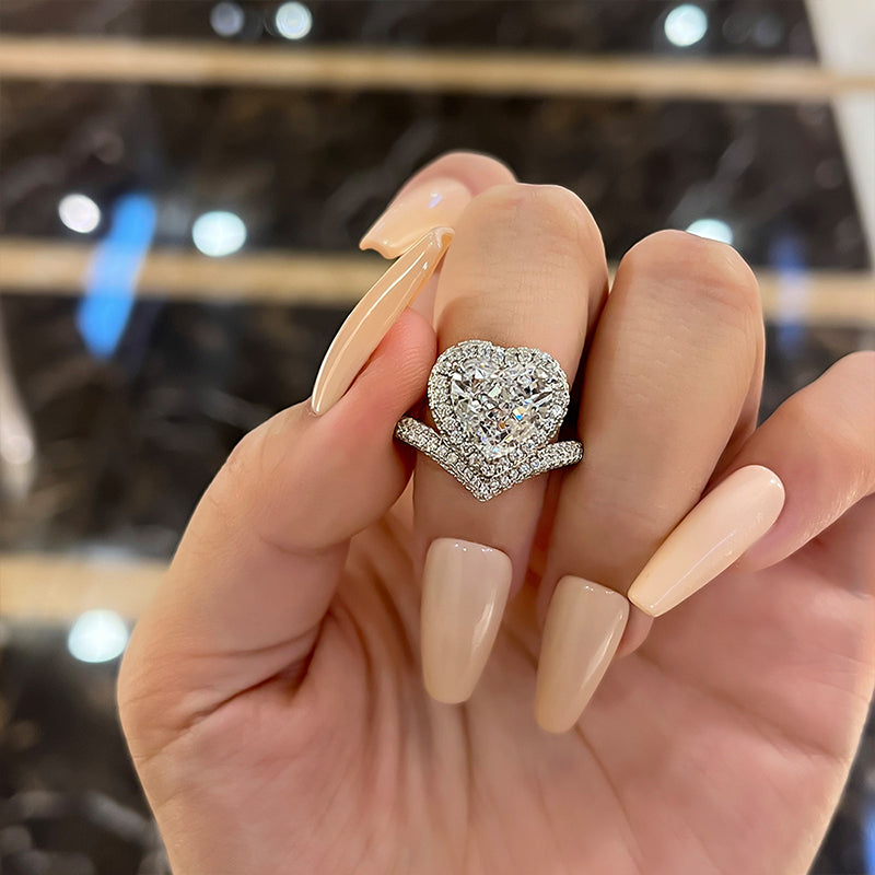 3Ct Exclusive Design Heart Cut Engagement Ring In Sterling Silver-Sterling Silver-lornajewelry