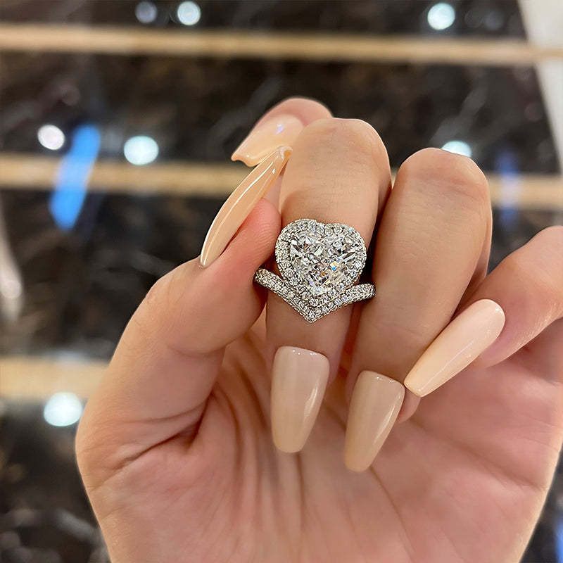 3Ct Exclusive Design Heart Cut Engagement Ring In Sterling Silver-Sterling Silver-lornajewelry