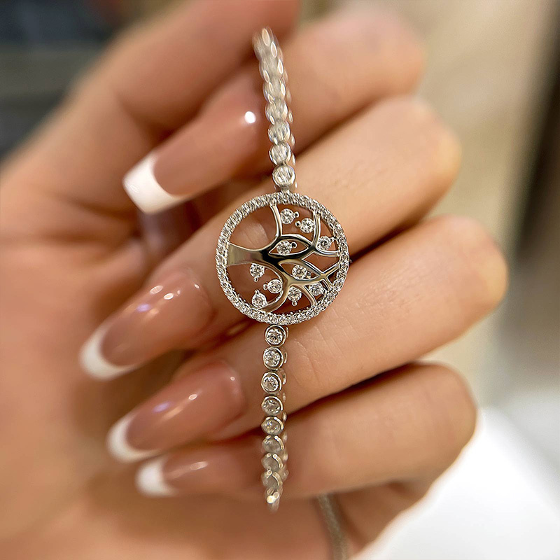 Women's Life Tree Bolo Bracelet In Sterling Silver-Sterling Silver-lornajewelry