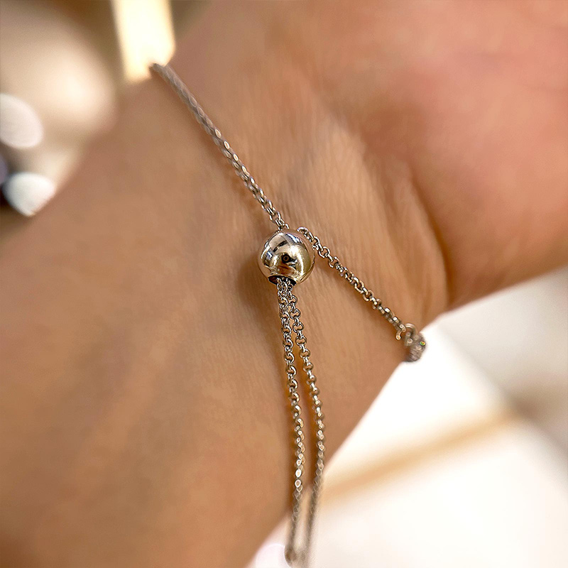 Sparking Tennis Bolo Bracelet For Women In Sterling Silver-Sterling Silver-lornajewelry