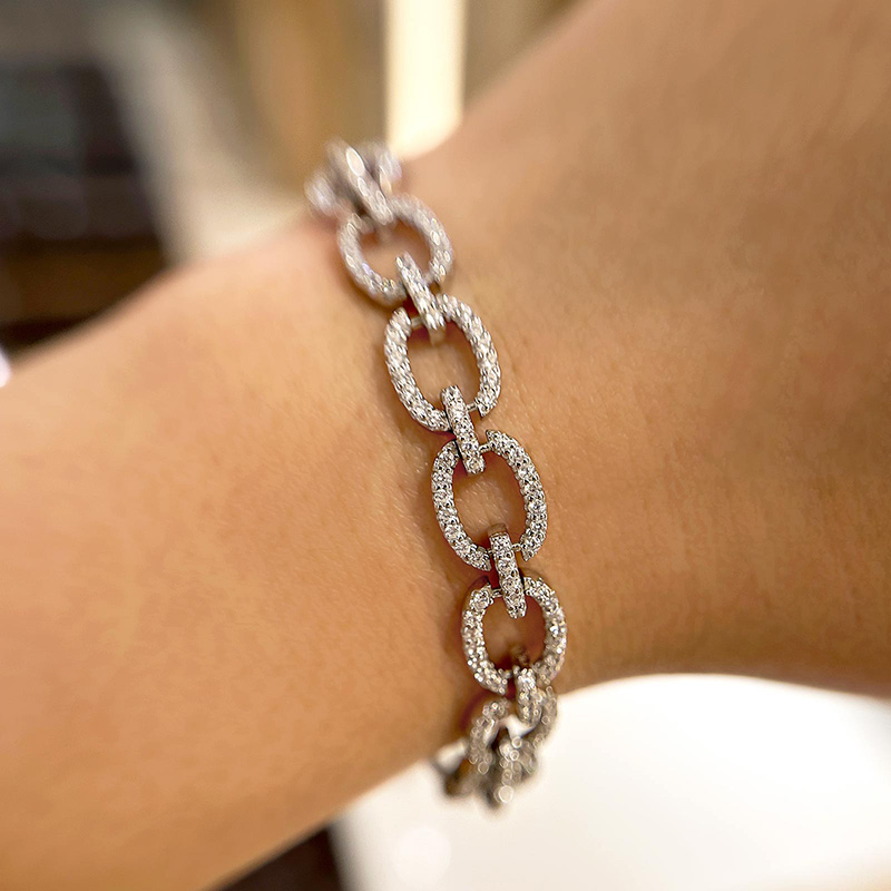 Fashion Design Round Cut Bracelet For Women In Sterling Silver-Sterling Silver-lornajewelry