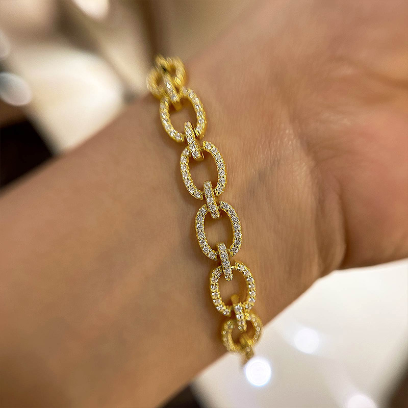 Fashion Design Round Cut Bracelet For Women In Sterling Silver-Sterling Silver-lornajewelry