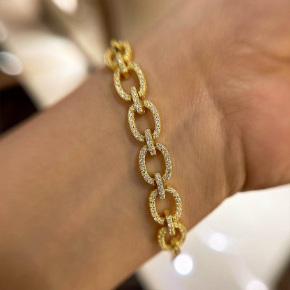 Fashion Design Round Cut Bracelet For Women In Sterling Silver-Sterling Silver-lornajewelry