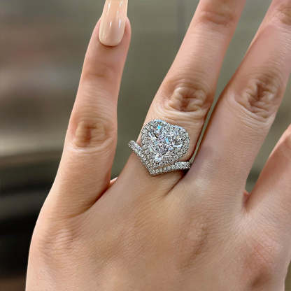 3Ct Exclusive Design Heart Cut Engagement Ring In Sterling Silver-Sterling Silver-lornajewelry