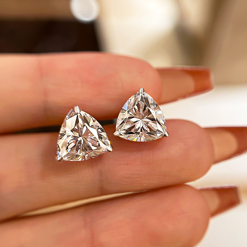 Dainty Trillion Cut Earrings In Sterling Silver-Sterling Silver-lornajewelry
