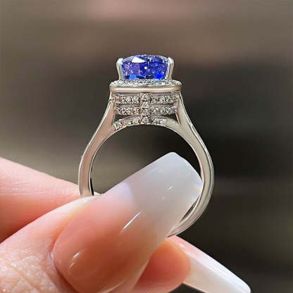 3Ct Luxury Aquamarine Blue Pear Cut Engagement Ring In Sterling Silver-Sterling Silver-lornajewelry