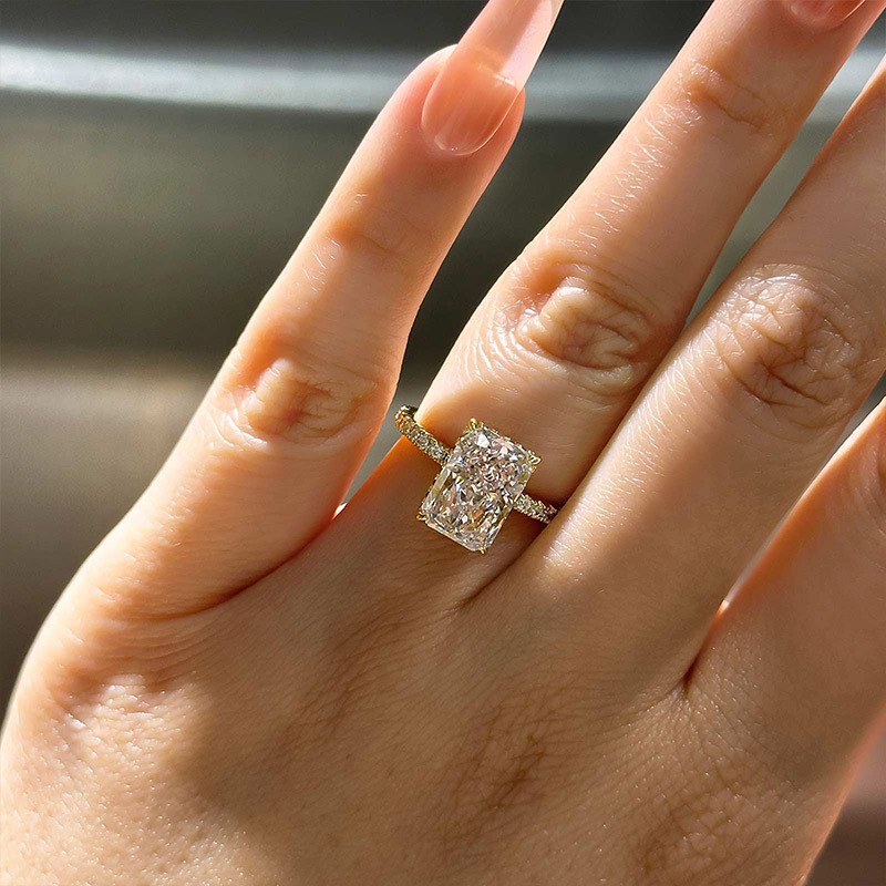 3.5Ct Elegant Radiant Cut Engagement Ring For Women In Sterling Silver-Sterling Silver-lornajewelry