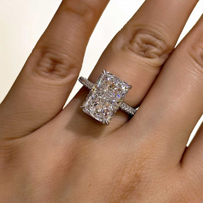 7Ct Luxurious Elongated Radiant Cut Engagement Ring For Women-Sterling Silver-lornajewelry