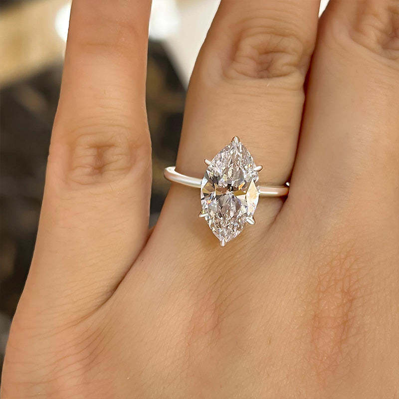 3.5Ct Fashion Marquise Cut Women's Engagement Ring In Sterling Silver-Sterling Silver-lornajewelry
