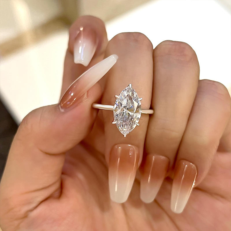 3.5Ct Fashion Marquise Cut Women's Engagement Ring In Sterling Silver-Sterling Silver-lornajewelry