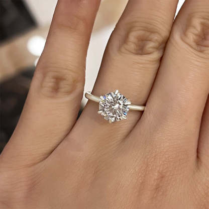 2Ct Classic Round Cut Solitaire Engagement Ring for Her-Sterling Silver-lornajewelry