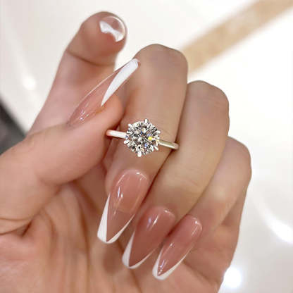 2Ct Classic Round Cut Solitaire Engagement Ring for Her-Sterling Silver-lornajewelry