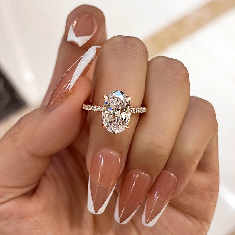 4Ct Classic Oval Cut  Engagement Ring In Sterling Silver-Sterling Silver-lornajewelry