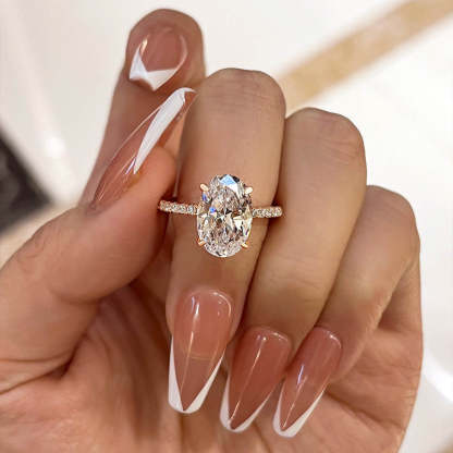 4Ct Classic Oval Cut  Engagement Ring In Sterling Silver-Sterling Silver-lornajewelry