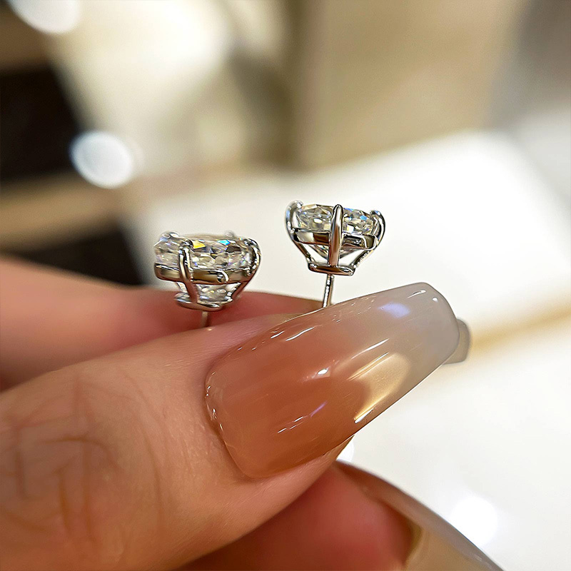 Vintage Cushion Cut Women's Stud Earrings In Sterling Silver-Sterling Silver-lornajewelry