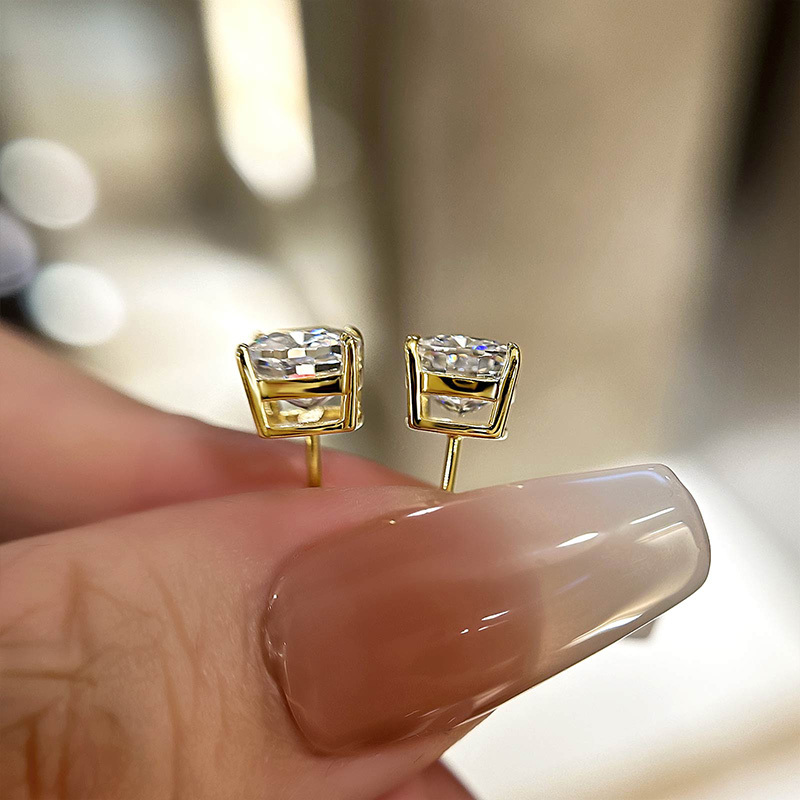 3.0 Carat Cushion Cut Sterling Silver Women's Stud Earrings-Sterling Silver-lornajewelry