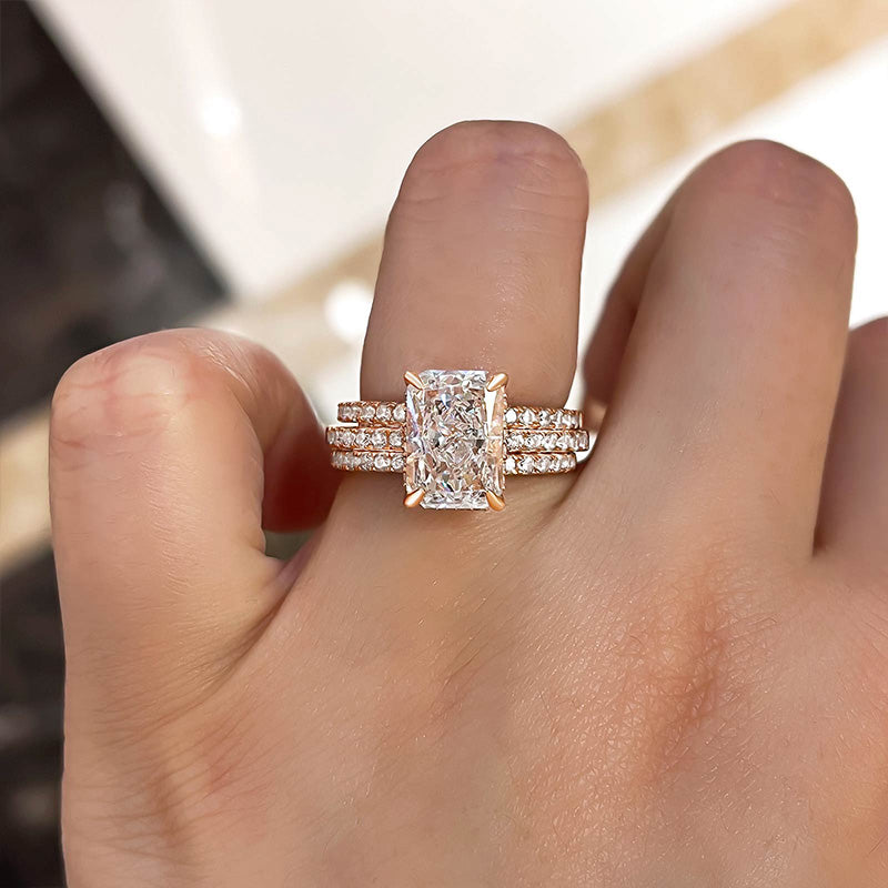 Timeless Radiant Cut  3PC Wedding Ring Set-Sterling Silver-lornajewelry