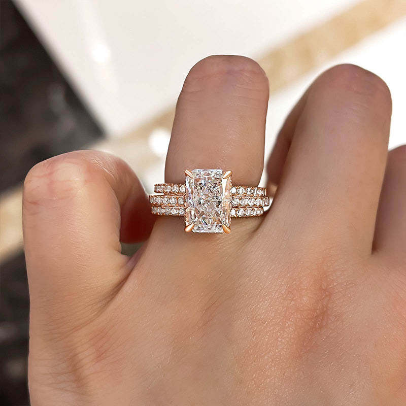 Timeless Radiant Cut  3PC Wedding Ring Set-Sterling Silver-lornajewelry