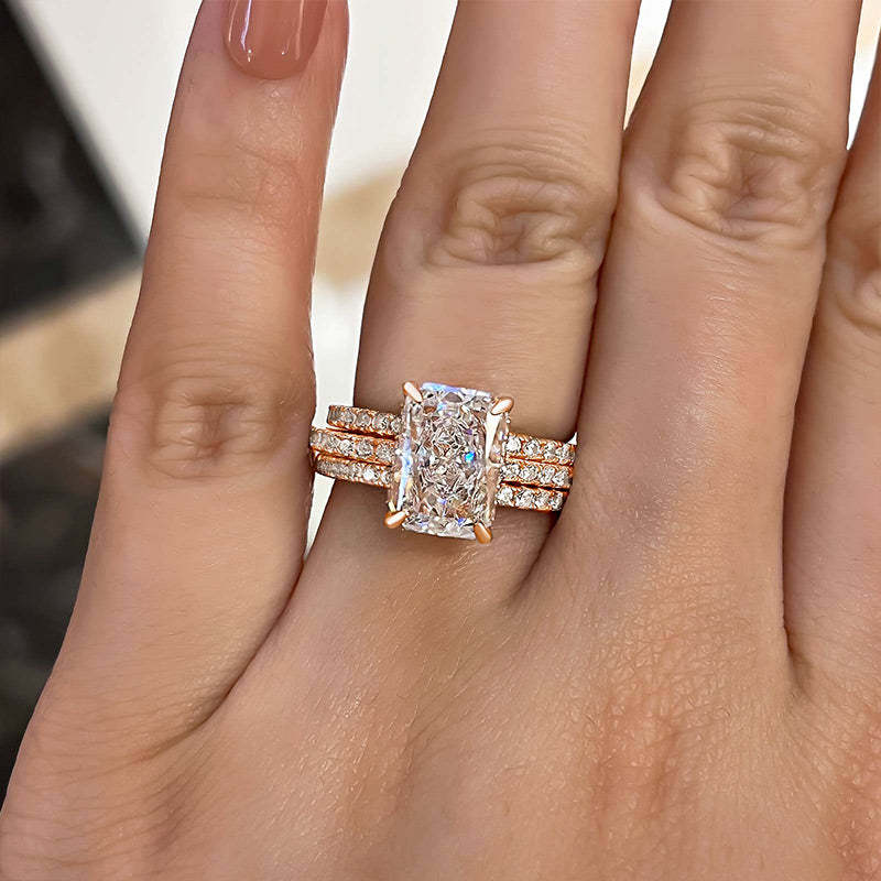 Timeless Radiant Cut  3PC Wedding Ring Set-Sterling Silver-lornajewelry