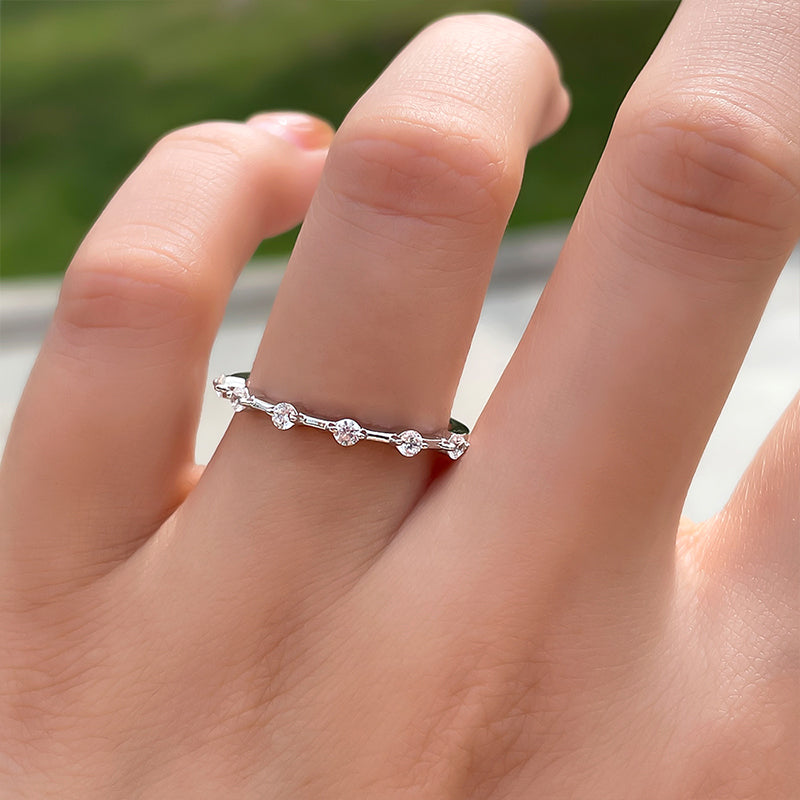 Fashion Design White Gold Round Cut Women's Wedding Band In Sterling Silver-Sterling Silver-lornajewelry