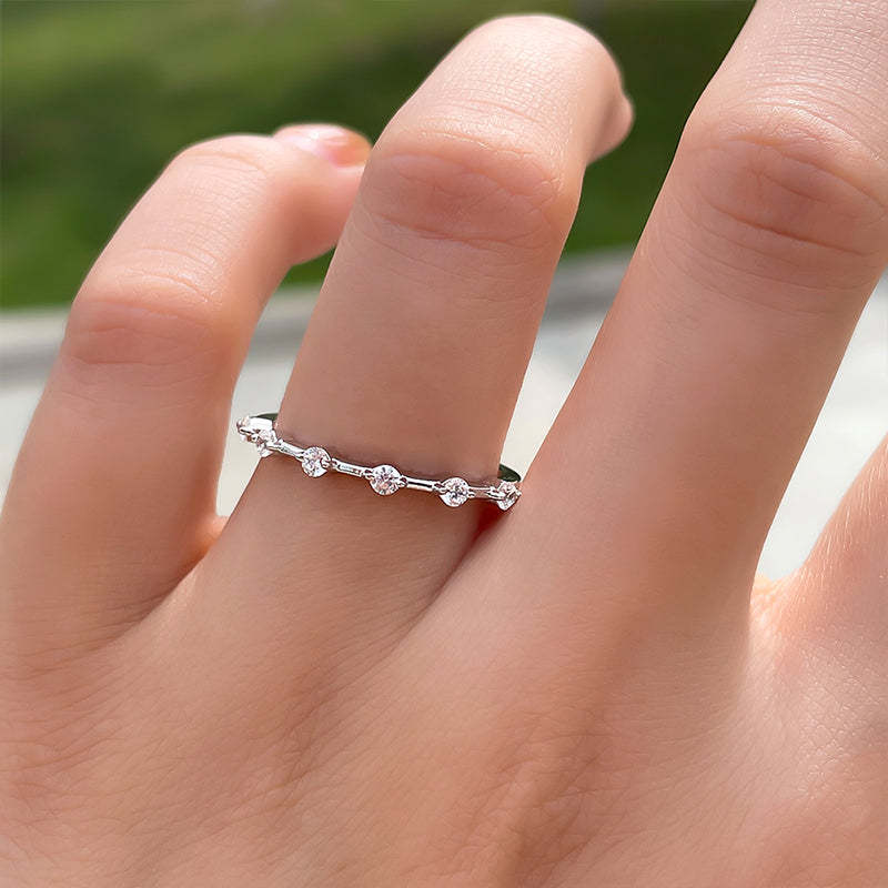 Fashion Design White Gold Round Cut Women's Wedding Band In Sterling Silver-Sterling Silver-lornajewelry