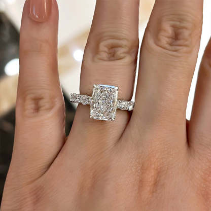 3.5Ct Stunning Radiant Cut Engagement Ring For Women In Sterling Silver-Sterling Silver-lornajewelry
