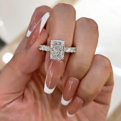 3.5Ct Stunning Radiant Cut Engagement Ring For Women In Sterling Silver-Sterling Silver-lornajewelry