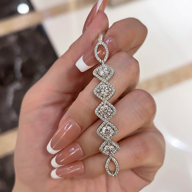 Gorgeous Halo Round Cut Bracelet For Women In Sterling Silver-Sterling Silver-lornajewelry