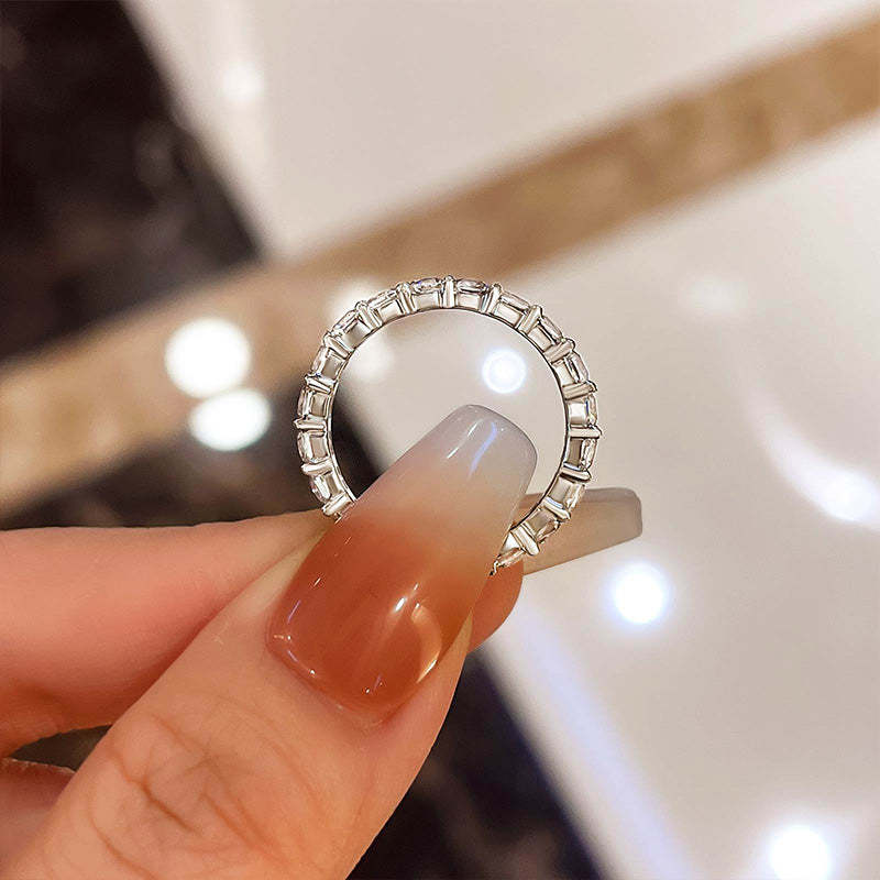 Stunning Cushion Cut Women's Wedding Band In Sterling Silver-Sterling Silver-lornajewelry