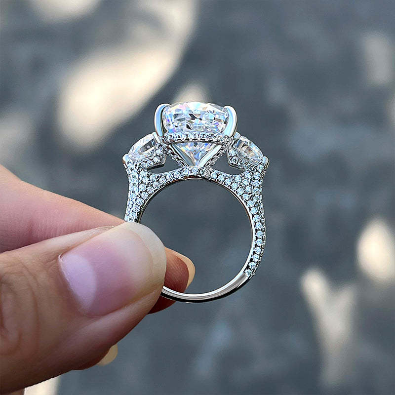 8Ct Gorgeous Pear Cut Three Stone Engagement Ring In Sterling Silver-Sterling Silver-lornajewelry