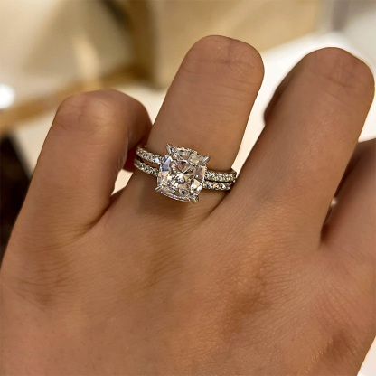 Stunning 3.0 Carat Cushion Cut Wedding Set-Sterling Silver-lornajewelry