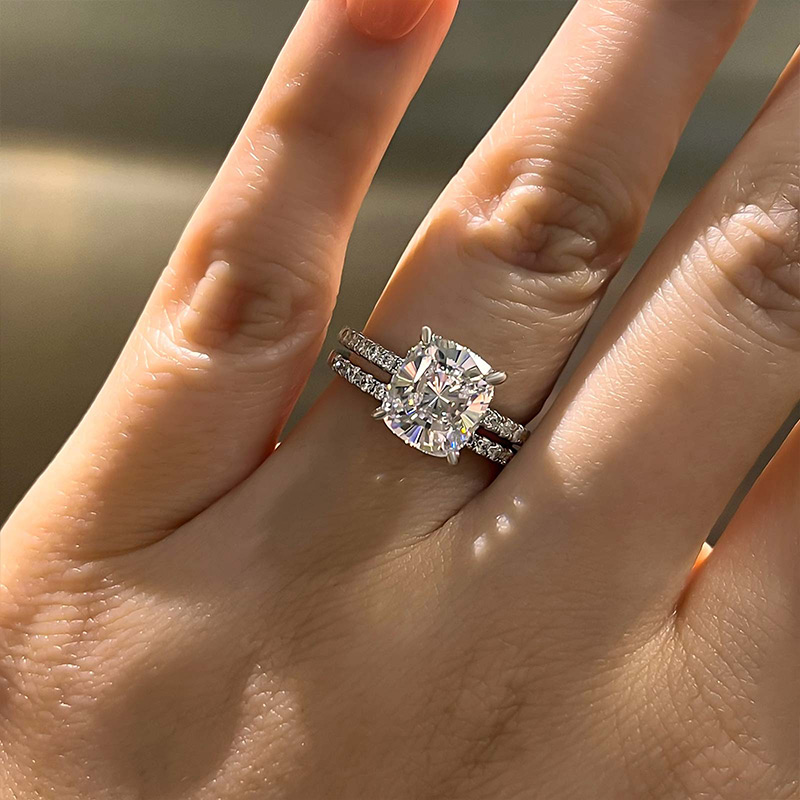 Stunning 3.0 Carat Cushion Cut Wedding Set-Sterling Silver-lornajewelry