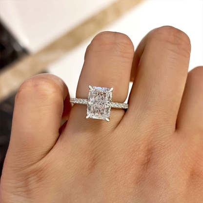 3.5Ct Elegant Radiant Cut Engagement Ring For Women In Sterling Silver-Sterling Silver-lornajewelry