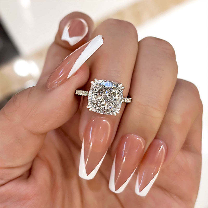 5Ct Stunning Cushion Cut Women's Engagement Ring In Sterling Silver-Sterling Silver-lornajewelry