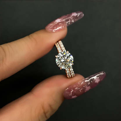 Classic Round Cut Wedding Ring Set In Sterling Silver-Sterling Silver-lornajewelry