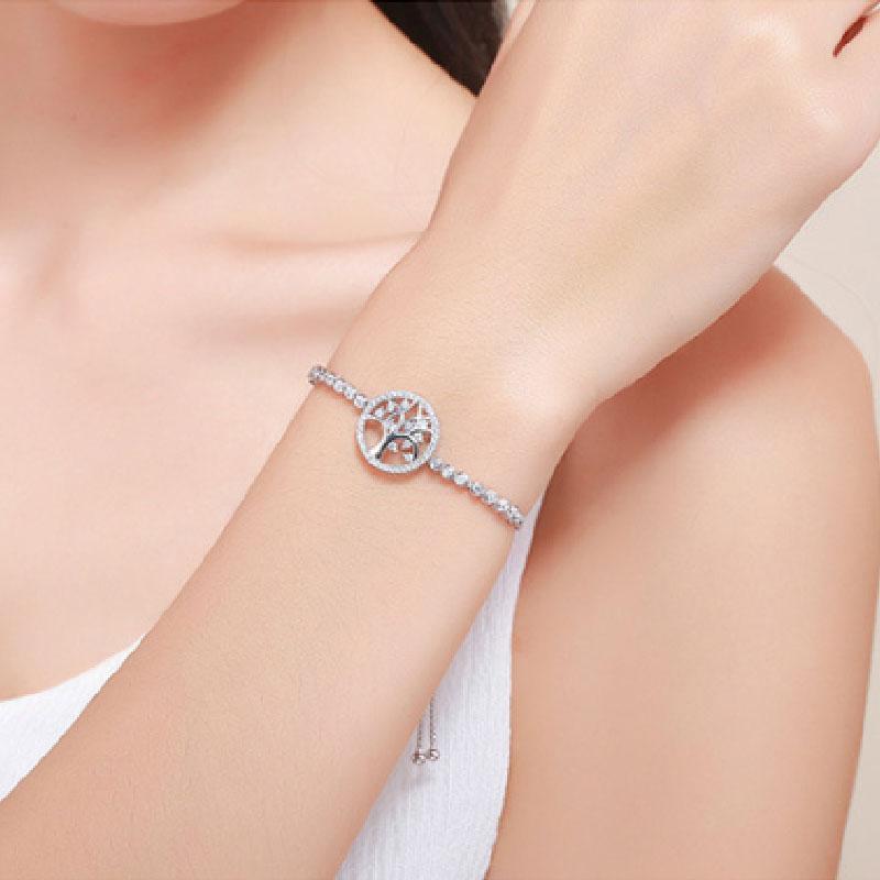 Women's Life Tree Bolo Bracelet In Sterling Silver-Sterling Silver-lornajewelry