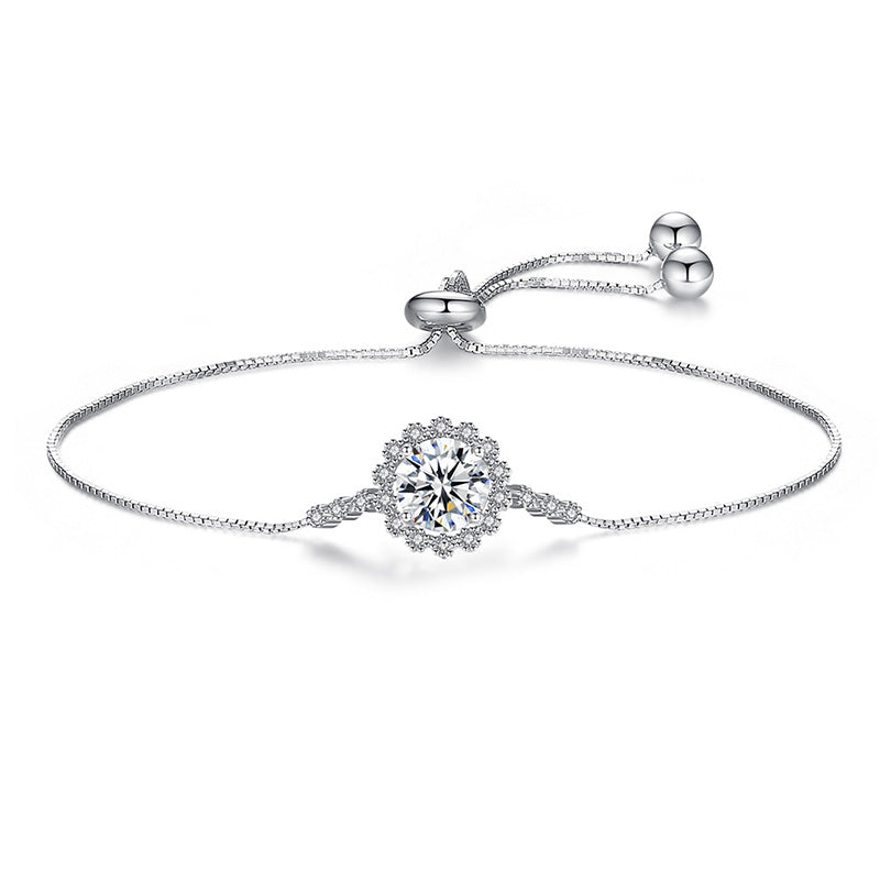 Moissanite Snowflake Design Bracelet-Sterling Silver-lornajewelry