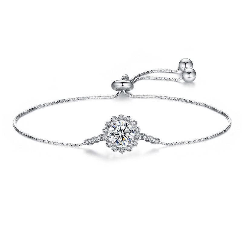 Moissanite Snowflake Design Bracelet-Sterling Silver-lornajewelry