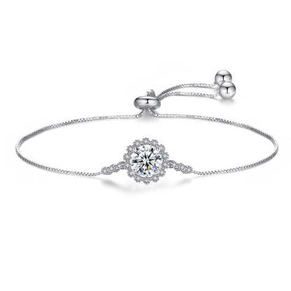 Moissanite Snowflake Design Bracelet-Sterling Silver-lornajewelry