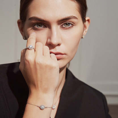 Moissanite Snowflake Design Bracelet-Sterling Silver-lornajewelry