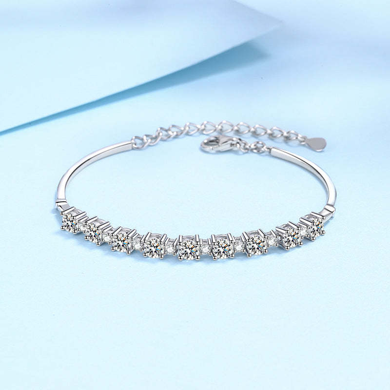 Moissanite Gorgeous Round Cut Bracelet-Sterling Silver-lornajewelry