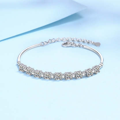 Moissanite Gorgeous Round Cut Bracelet-Sterling Silver-lornajewelry
