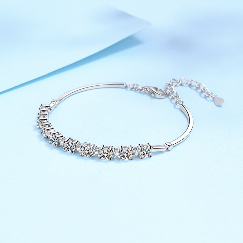 Moissanite Gorgeous Round Cut Bracelet-Sterling Silver-lornajewelry