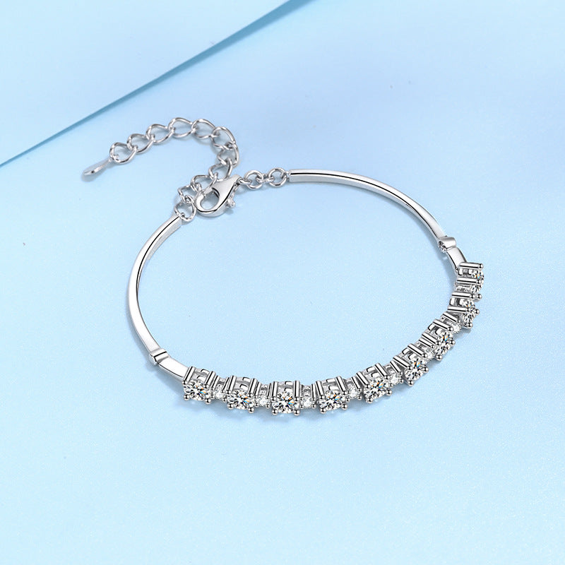 Moissanite Gorgeous Round Cut Bracelet-Sterling Silver-lornajewelry