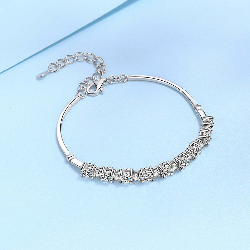 Moissanite Gorgeous Round Cut Bracelet-Sterling Silver-lornajewelry