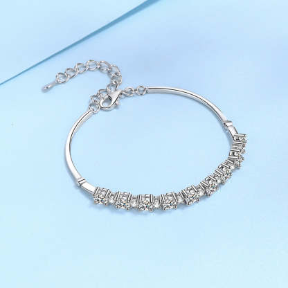 Moissanite Gorgeous Round Cut Bracelet-Sterling Silver-lornajewelry